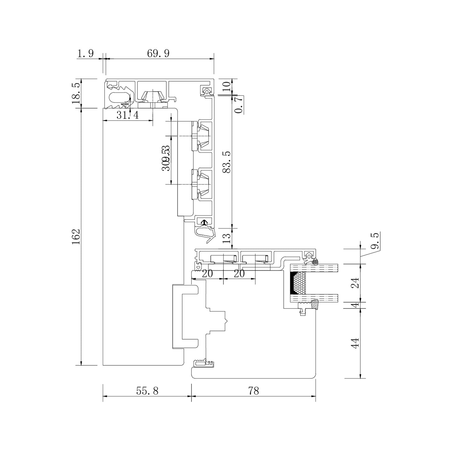 HOMINTEC INOWA 180WY Aluminum clad wood sliding door