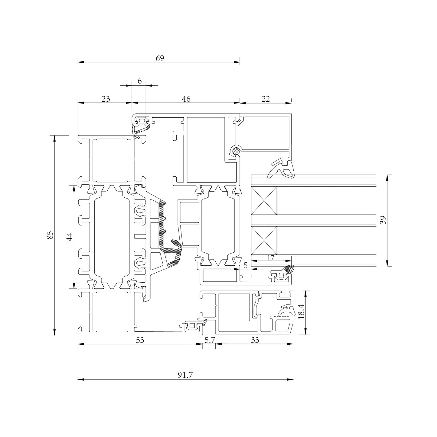 FZ85S aluminum alloy inner opening and inner hanging integrated screen window
