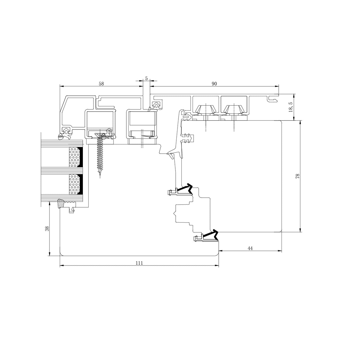 HOMINTEC HA97 Aluminum clad wood inward opening door