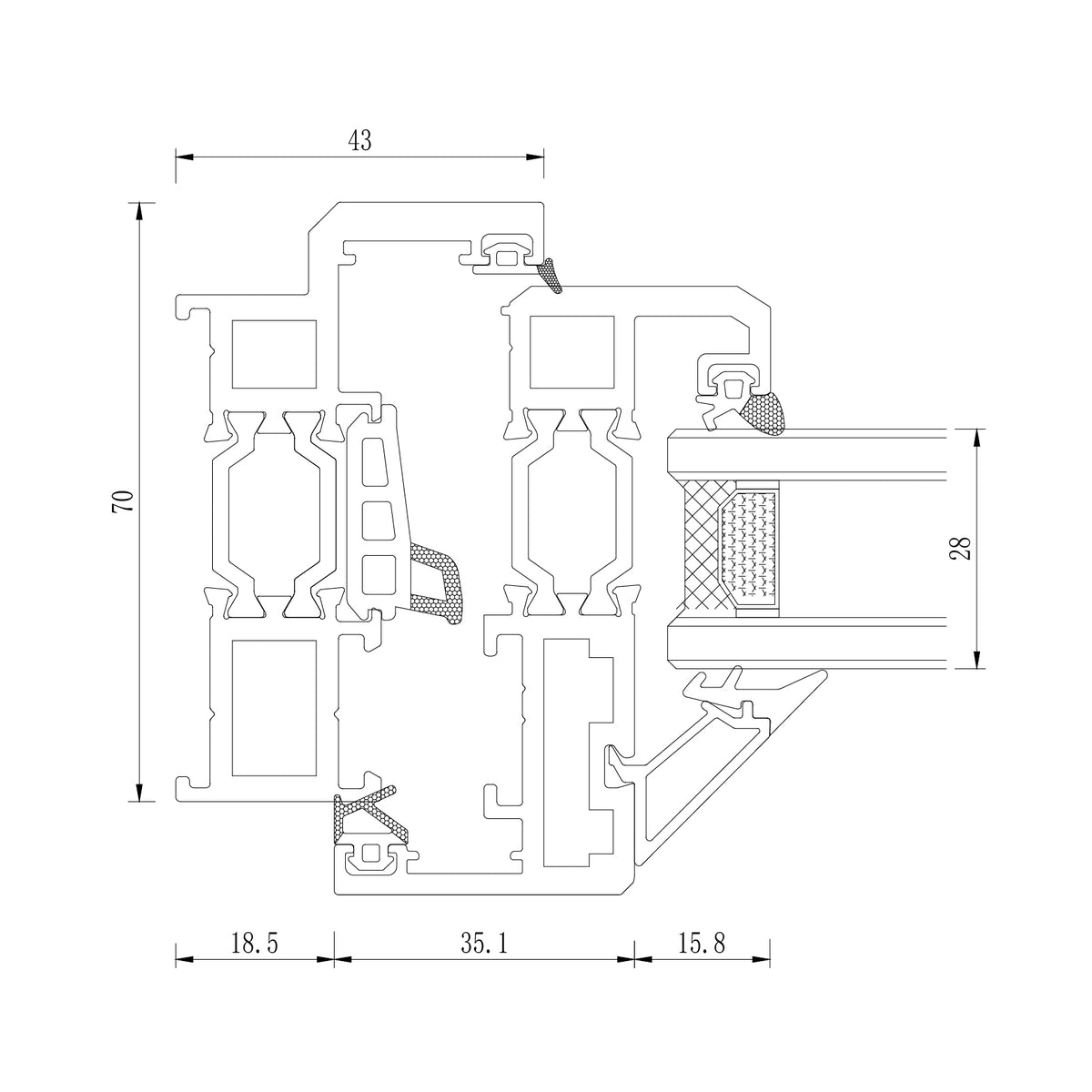 Homintec Z70 Aluminum imitation steel side hinged door